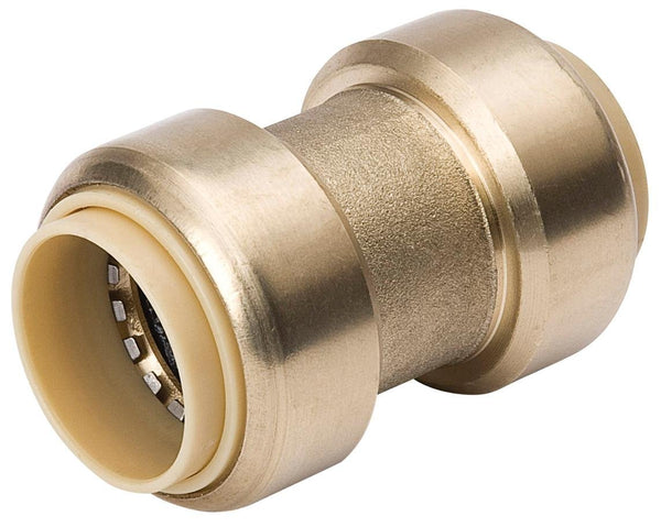 Mueller 630-003HC ProLine® Push-Fit Brass Standard Coupling, 1/2" x 1/2"