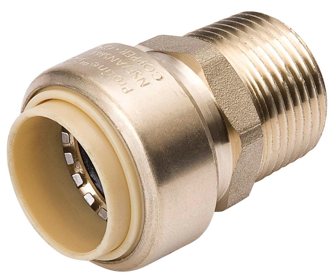 Mueller 630-103HC ProLine® Push-Fit Brass Standard Male Adapter, 1/2"x1/2"