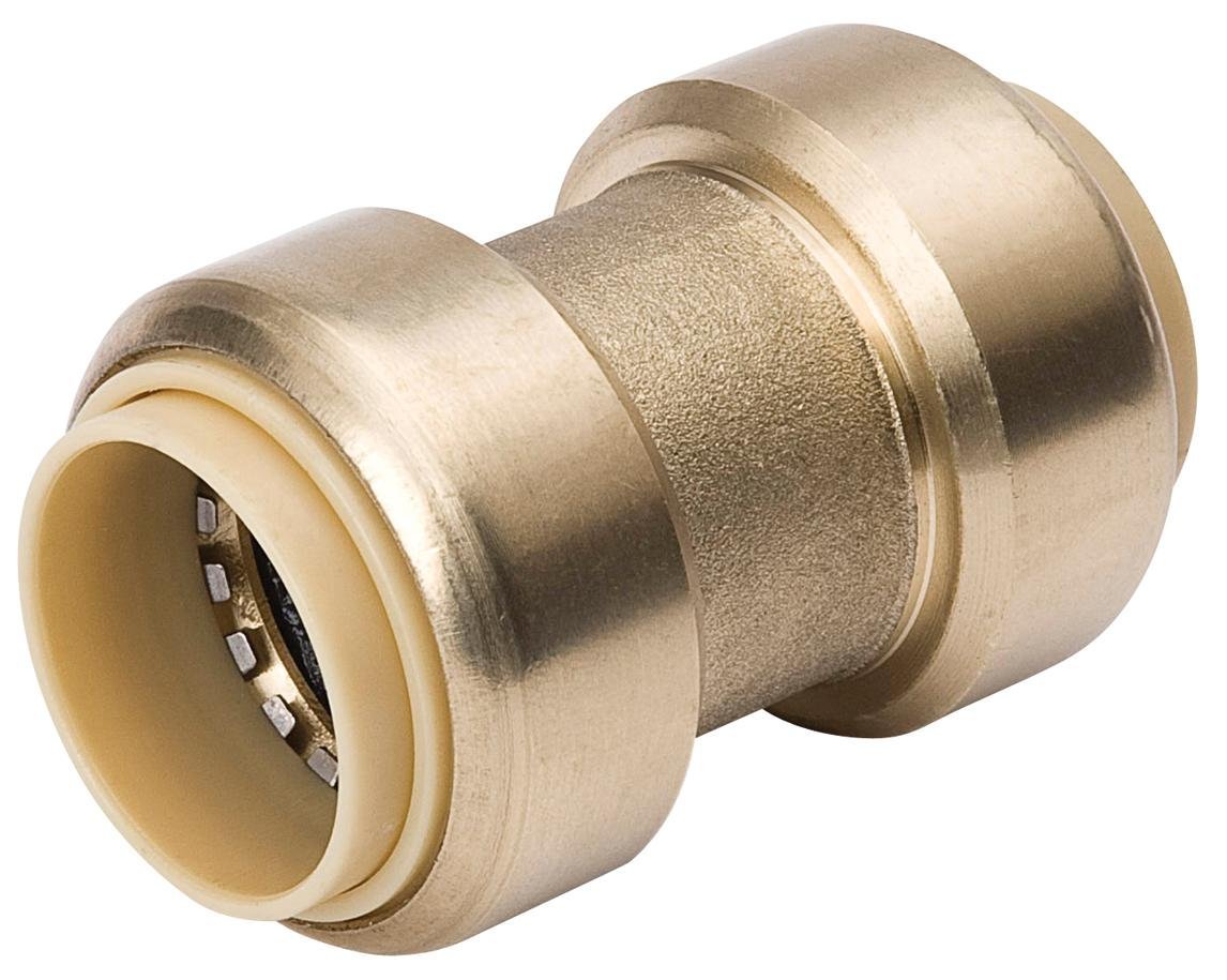 Mueller 630-004HC ProLine® Push-Fit Brass Standard Coupling, 3/4" x 3/4"