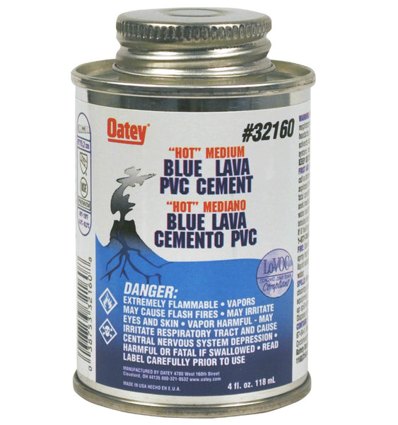 Oatey® 32160 Medium Bodied PVC Lava Hot Cement, 4 Oz, Blue