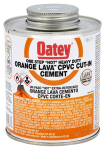 Oatey® 32166 Lava Hot Heavy-Duty CPVC Cut-In Cement, 8 Oz, Orange