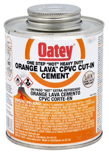 Oatey® 32166 Lava Hot Heavy-Duty CPVC Cut-In Cement, 8 Oz, Orange