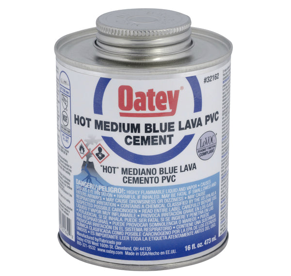 Oatey® 32162 Medium Bodied PVC Lava Hot Cement, 16 Oz, Blue
