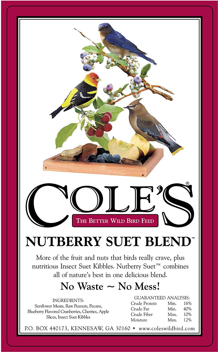 Cole's NB20 Nutberry Suet Blend Bird Food, 20 Lb