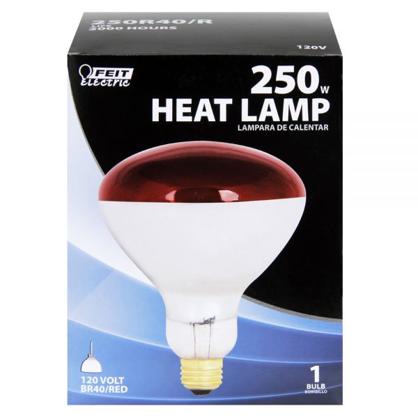 Feit Electric 250R40/R Dimmable R40 Flood Heat Lamp, Red, 250W, 120V, 2700K