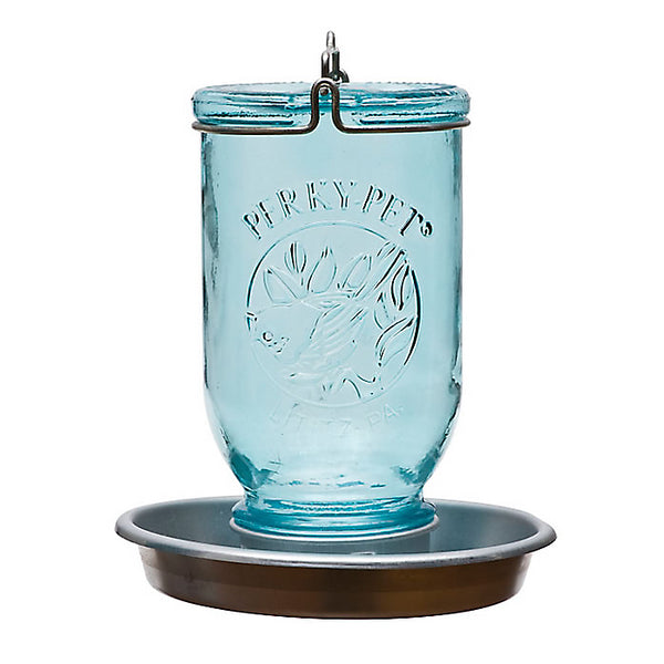 Perky-Pet® 783 Mason Jar Wild Bird Waterer, 32 Oz Water Capacity, Blue Antique