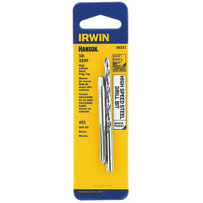Irwin Tools 80221 Hanson® High Carbon Steel 10-32 NF Tap & #21 Drill Bit Set