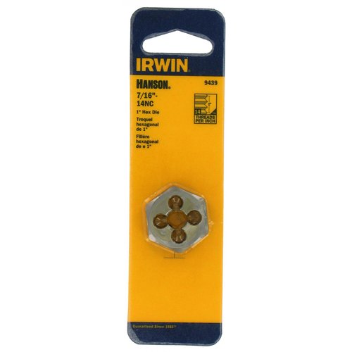 Irwin Tools 9439 Hanson® Hexagon Machine Screw Die, 7/16" - 14 NC, 1"