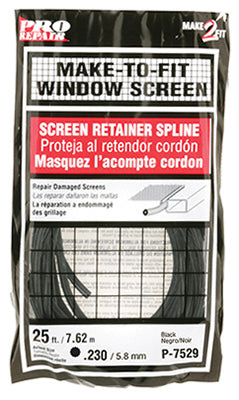 Prime Line® P-7529 Screen Retainer Spline, 25', Black