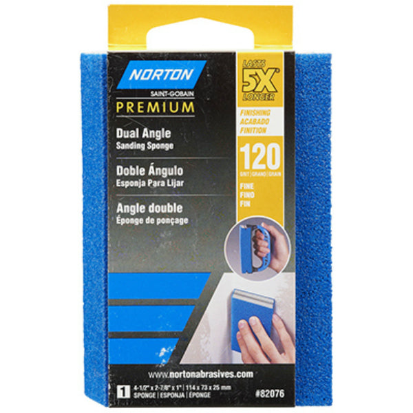 Norton® 07660782076 Dual Angle Area Sanding Sponge, 5X, 120 Grit