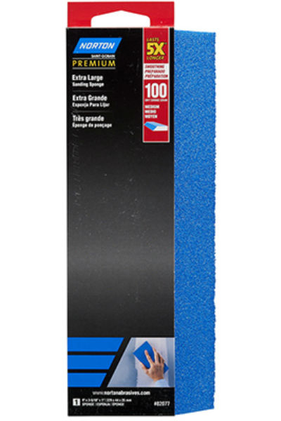 Norton 07660782077 Permium XL Sanding Sponge, 5X, 100-Grit, 9" x 3-5/16"