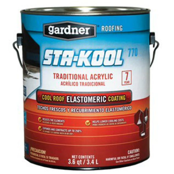 Sta-Kool SK-7701 Acrylic Ultra White Elastomeric Roof Coating, 3.6 Qt