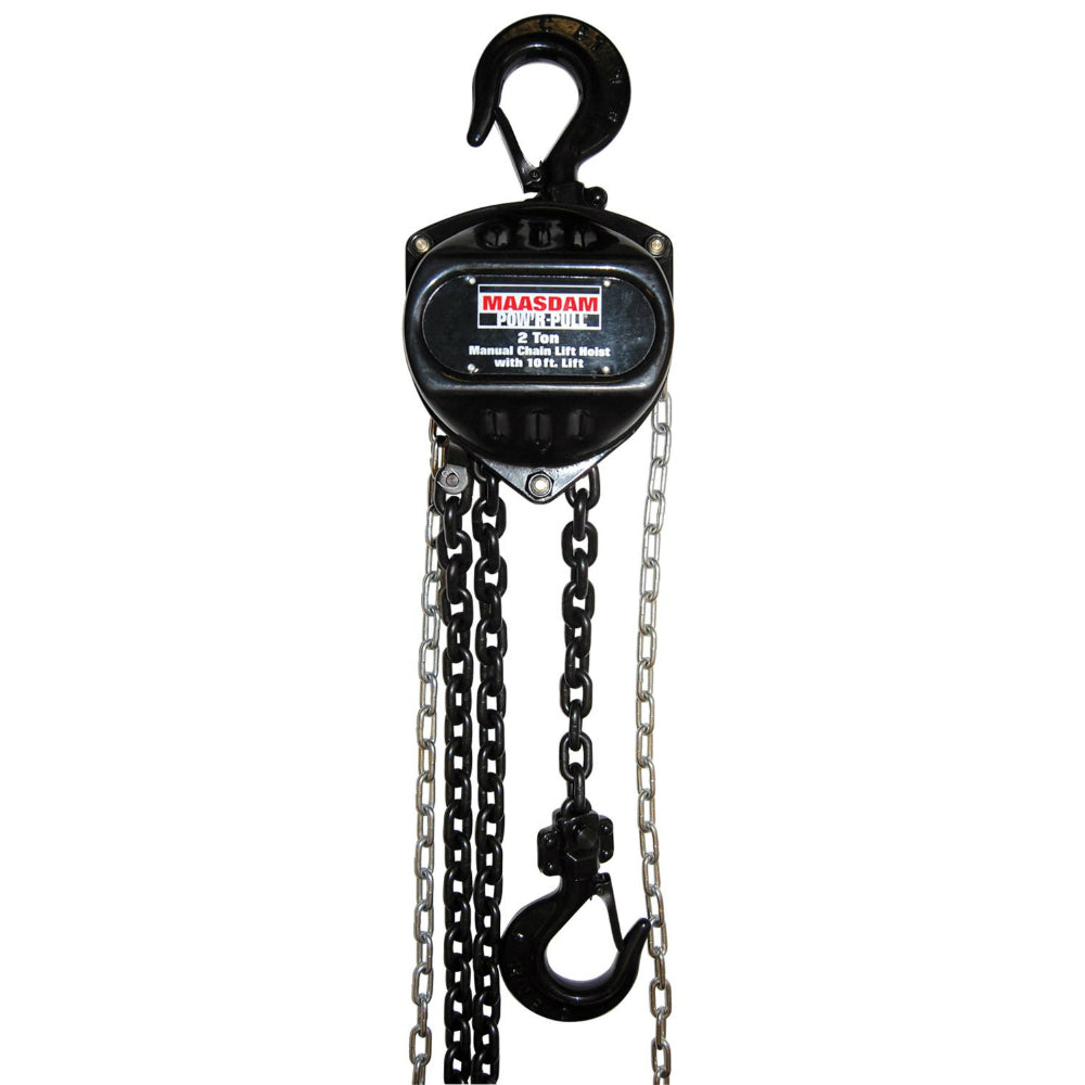 Maasdam Pow’R-Pull® 48520 Manual Chain Hoist with 10' Lift, 2 Ton Capacity, Steel