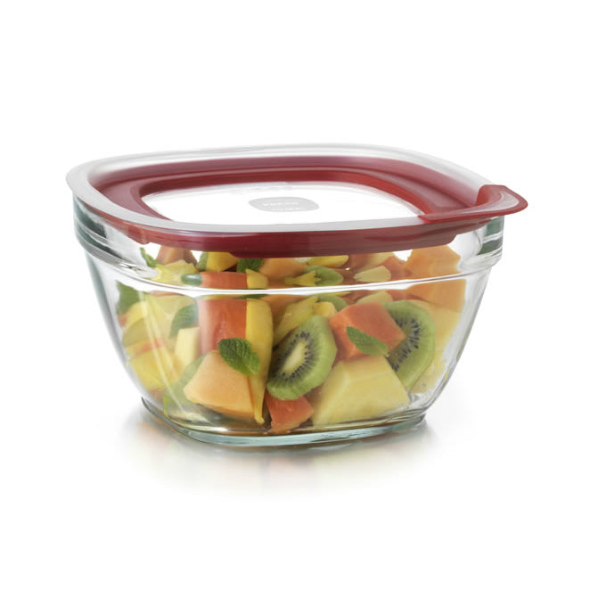 Rubbermaid® 2856007 Glass Food Storage with Easy Find Lids, 11.5 Cup, Square