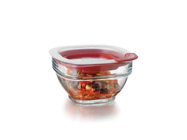 Rubbermaid® 1787531 Glass Food Storage with Easy Find Lids, 1 Cup, Square