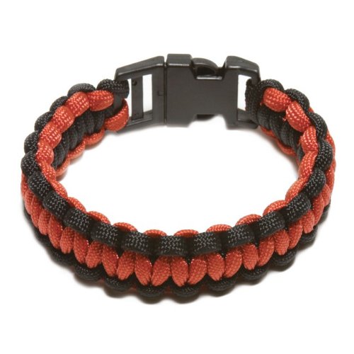 SecureLine NPCB550BKRM Nylon 550 Paracord Survival Bracelet, Medium, Red & Black