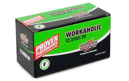 Interstate Batteries DRY0196 Workaholic Alkaline Battery, 9V, 12-Pack