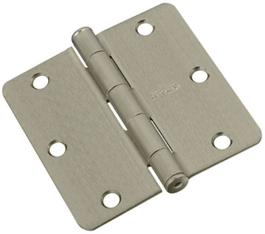 National Hardware® N830-247 Door Hinge with 1/4" Round Corner, Satin Nickel, 3"