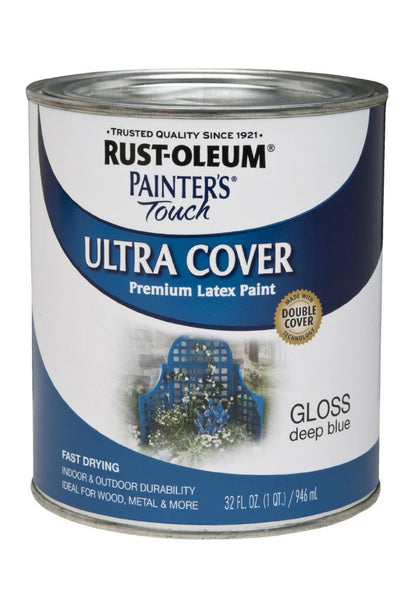 Rust-Oleum® 224428T Painter’s Touch® Ultra Cover Latex Paint, 1 Qt, Deep Blue