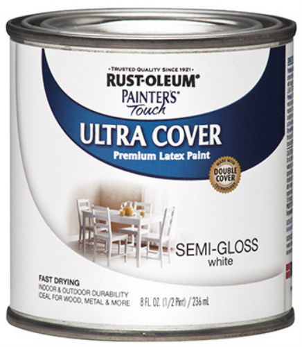Rust-Oleum® 1993-730 Painter’s Touch® Latex Paint, 1/2 Pt, Semi-Gloss White