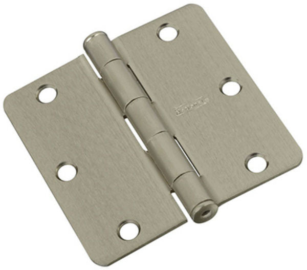 National Hardware® N830-245 Door Hinge with 1/4" Round Corner, Satin Nickel, 3.5"