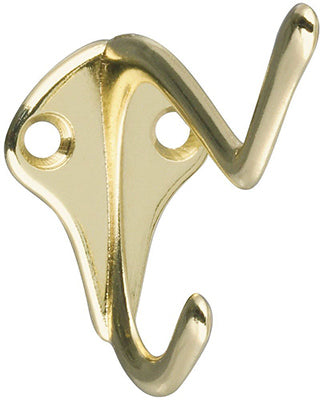 National Hardware® N830-161 Coat & Hat Hook, Polished Brass, SPB1435
