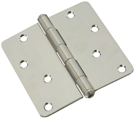 National Hardware® N830-273 Door Hinge, 1/4" Round Corner, Stainless Steel, 4"