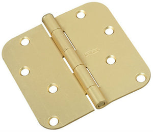 National Hardware® N830-225 Door Hinge with 5/8" Round Corner, Satin Brass, 4"