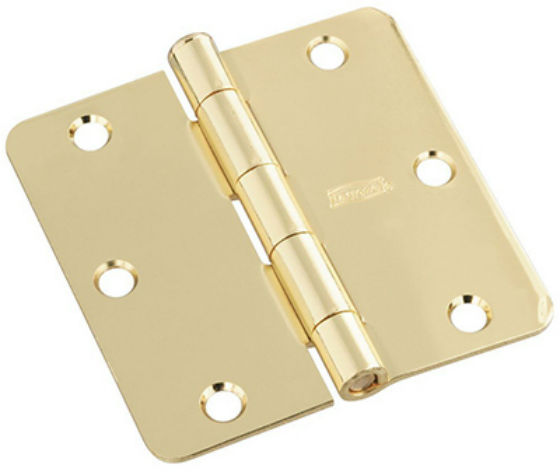 National Hardware® N830-209 Door Hinge, 1/4" Round Corner, Polished Brass, 3.5"