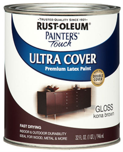 Rust-Oleum® 1977-502 Painter’s Touch® Gloss Latex Paint, 1 Qt, Kona Brown