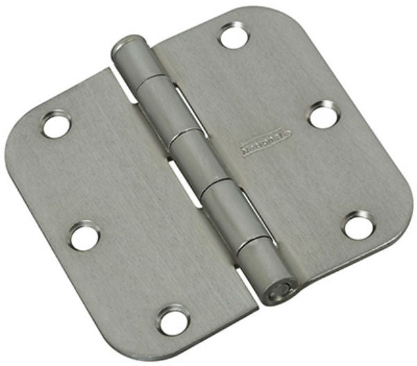 National Hardware® N830-233 Door Hinge with 5/8" Round Corner, Satin Chrome, 3.5"