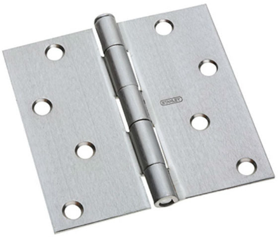 National Hardware® N830-240 Square Corner Door Hinge, Satin Chrome, 4"