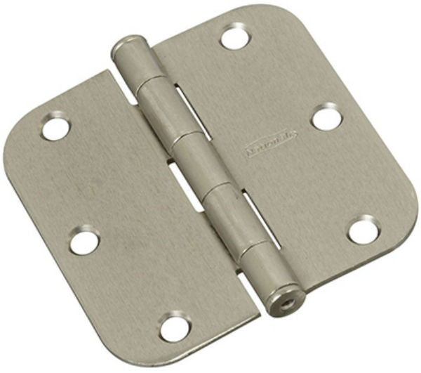 National Hardware® N830-242 Door Hinge with 5/8" Round Corner, Satin Nickel, 3.5"