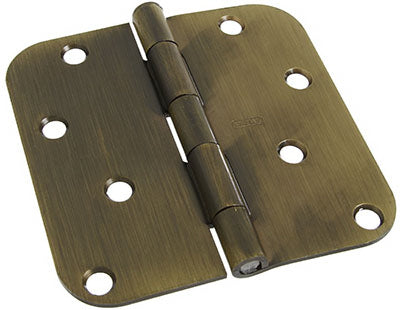 National Hardware N830-171 Door Hinge with 5/8" Round Corner, Antique Brass, 4"