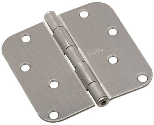 National Hardware® N830-243 Door Hinge with 5/8" Round Corner, Satin Nickel, 4"