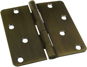 National Hardware® N830-174 Antique Brass Door Hinge with 1/4" Round Corner, 4"