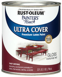 Rust-Oleum® 1964-502 Painter’s Touch® Premium Latex Paint, 1 Qt, Colonial Red