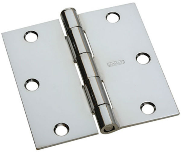 National Hardware® N830-185 Square Corner Door Hinge, Polished Chrome, 3.5"