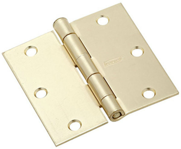 National Hardware® N830-230 Square Corner Door Hinge, Satin Brass, 3.5"