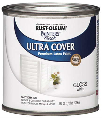 Rust-Oleum 1992-730 Painter’s Touch Gloss Latex Paint, 1/2 Pt, White