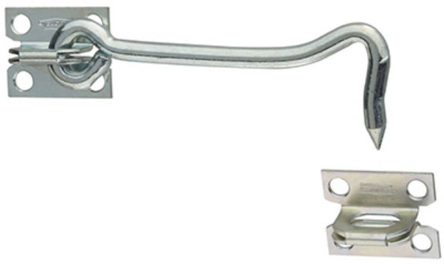 National Hardware® N122-283 Zinc Plated Gate Hook with Plate Staples, 4"