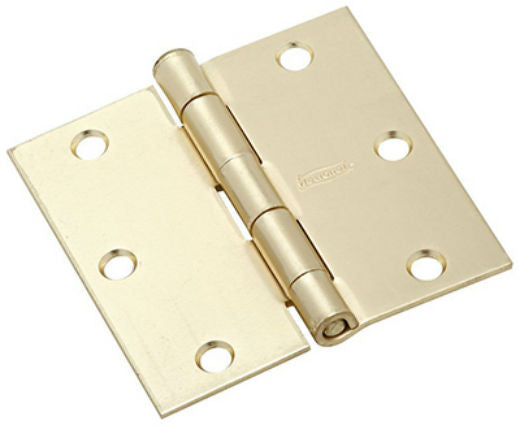 National Hardware® N830-232 Square Corner Door Hinge, Satin Brass, 3"