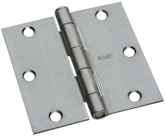 National Hardware® N830-239 Square Corner Door Hinge, Satin Chrome, 3-1/2"