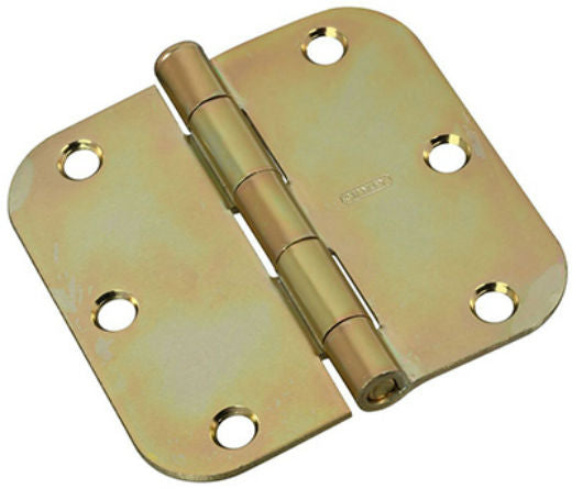 National Hardware® N830-260 Brass Tone Door Hinge with 5/8" Round Corner, 3-1/2"