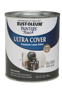 Rust-Oleum® 1986-502 Painter’s Touch® Premium Gloss Latex Paint, 1 Qt, Dark Gray