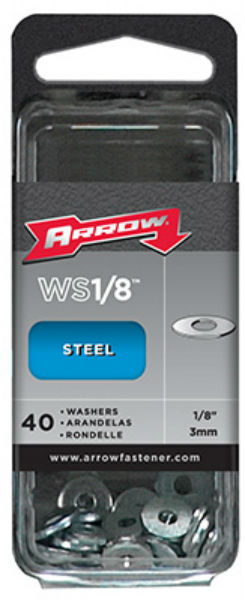 Arrow Fastener WS1/8 Steel Washers, 1/8", 40-Count