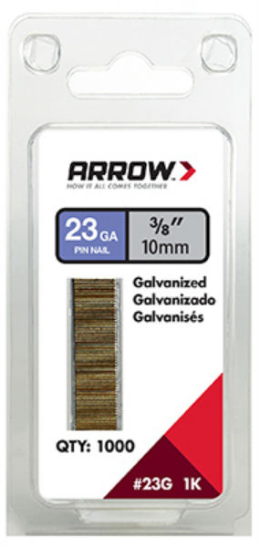 Arrow Fastener 23G10-1K Galvanized Pin Nails, 23-Gauge, 3/8", 1000-Pack