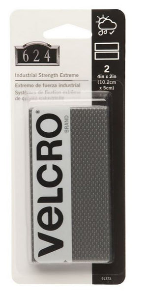 Velcro® 91373 Industrial Strength Extreme Strips, Titanium, 4" x 2", 2-Count
