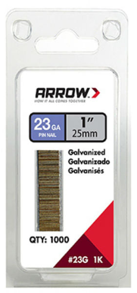 Arrow Fastener 23G25-1K Galvanized Pin Nails, 23-Gauge, 1", 1000-Pack