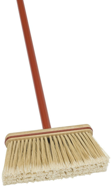 Harper® 10516A-1 Assembled Upright Broom, 9" Wood Block with Vinyl Bumper, Beige